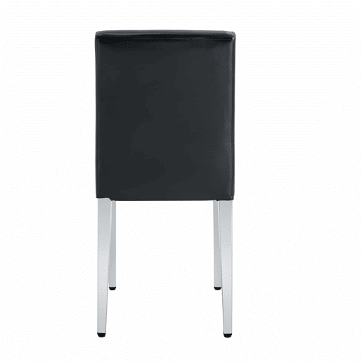 Cadeiras de sala de jantar, 4 unidades - design minimalista de luxo europeu leve, assento em pele sintética preta e pernas metálicas prateadas - preto e prateado