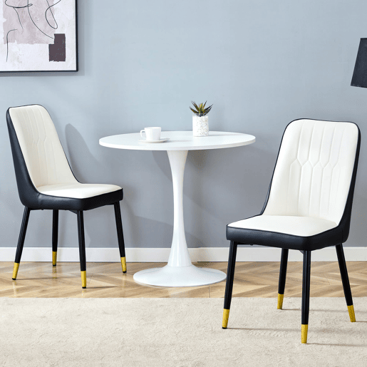 Cadeiras de sala de jantar 2 unidades - design moderno PU com encosto - preto e branco