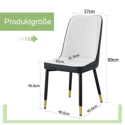 Cadeiras de sala de jantar 2 unidades - design moderno PU com encosto - preto e branco