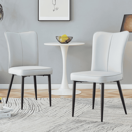 Cadeiras de sala de jantar 2 unidades - modernas, PU, 89 cm, pernas metálicas - Preto, Cinza Claro