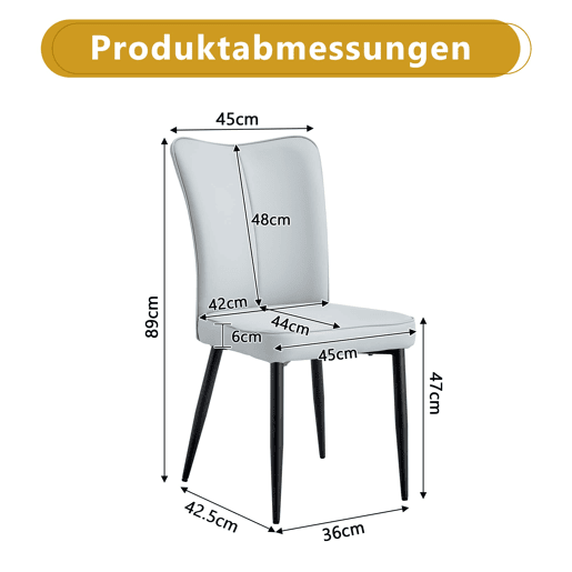 Cadeiras de sala de jantar 2 unidades - modernas, PU, 89 cm, pernas metálicas - Preto, Cinza Claro