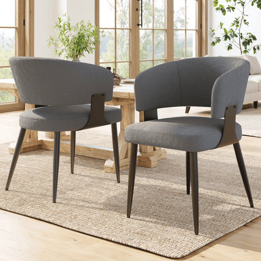 Cadeira de jantar 2 peças - Ergonómica, leve, com encosto curvo - Cinza Cadeira de jantar 2 peças - Ergonómica, leve, com encosto curvo - Cinza