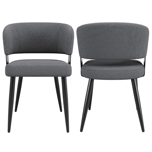 Cadeira de jantar 2 peças - Ergonómica, leve, com encosto curvo - Cinza Cadeira de jantar 2 peças - Ergonómica, leve, com encosto curvo - Cinza