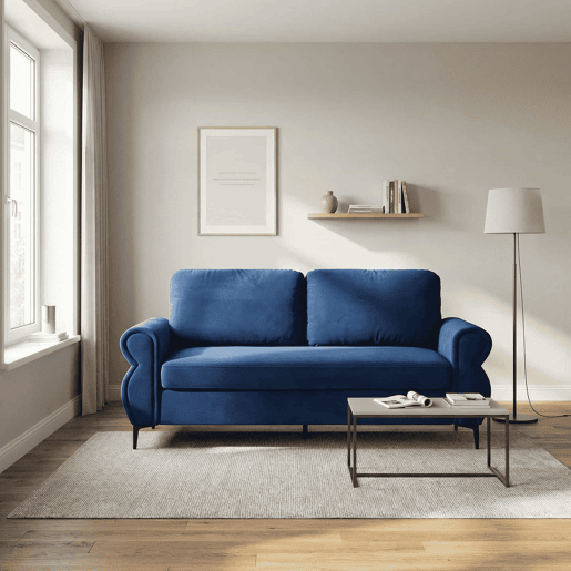 Sofá de sala de estar de 2 lugares - compacto, resistente e funcional - Azul