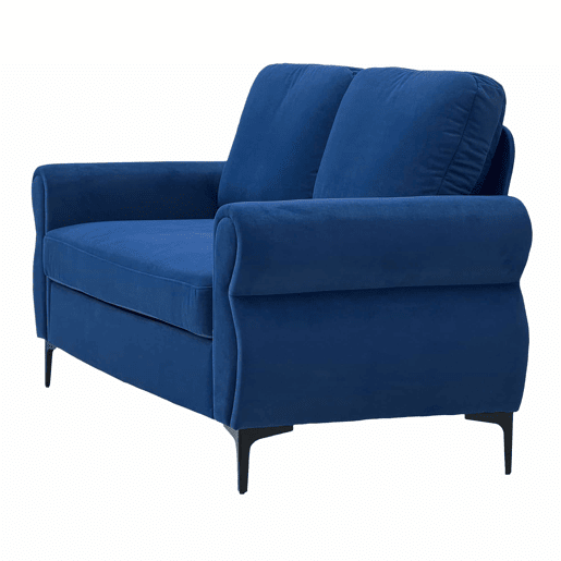 Sofá de sala de estar de 2 lugares - compacto, resistente e funcional - Azul