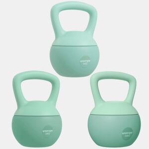 SPORTNOW Conjunto de 3 Kettlebells 6810 kg Revestimento Suave Preenchimento de Areia Metálica Pega Antiderrapante Treino em Casa e Ginásio Verde