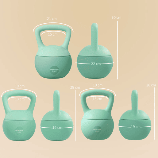 SPORTNOW Conjunto de 3 Kettlebells 6810 kg Revestimento Suave Preenchimento de Areia Metálica Pega Antiderrapante Treino em Casa e Ginásio Verde