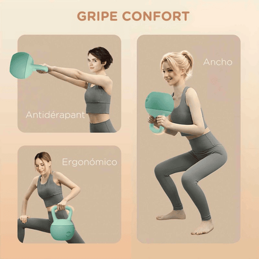 SPORTNOW Conjunto de 3 Kettlebells 6810 kg Revestimento Suave Preenchimento de Areia Metálica Pega Antiderrapante Treino em Casa e Ginásio Verde