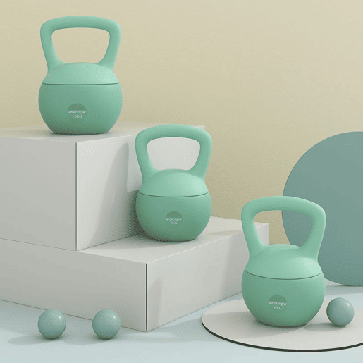 SPORTNOW Conjunto de 3 Kettlebells 6810 kg Revestimento Suave Preenchimento de Areia Metálica Pega Antiderrapante Treino em Casa e Ginásio Verde