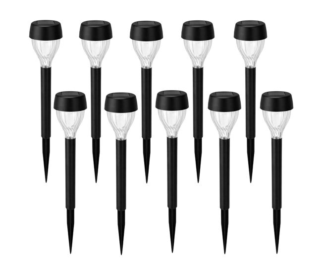 Well home set 10 luces solares de estaca ø4,5x31,8cm con led blanco cálido