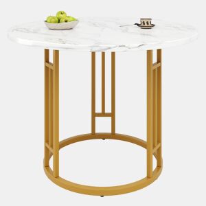 Conjunto de mesa e cadeiras 5 peças 80 cm - Mesa redonda com pernas metálicas douradas - Cinza