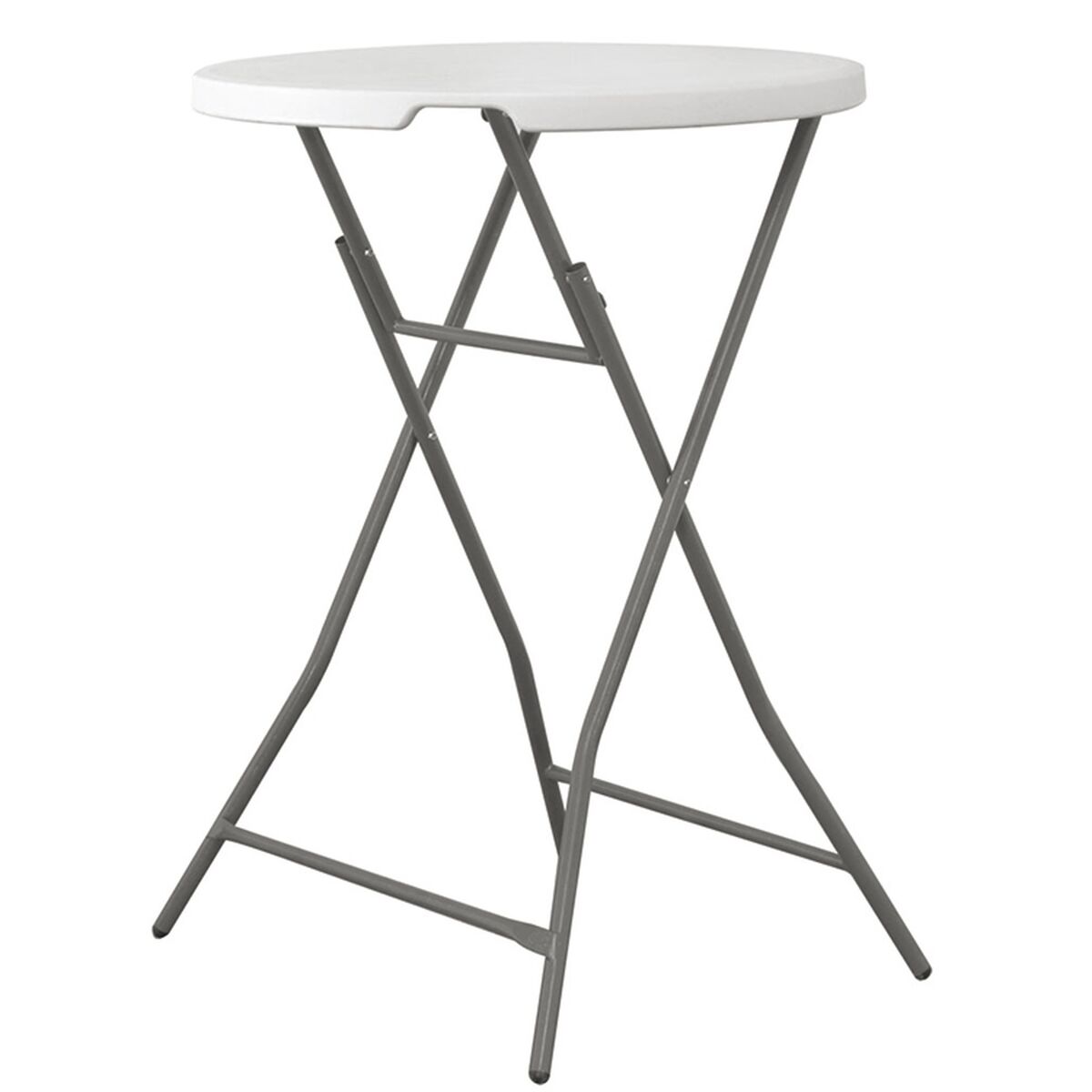 Mesa alta de cóctel plegable 80 x 80 x 110 cm, plegado de patas y asa para su desplazamiento