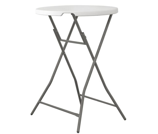 Mesa alta de cóctel plegable 80 x 80 x 110 cm, plegado de patas y asa para su desplazamiento
