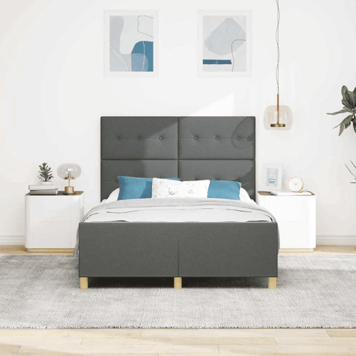 Estrutura De Cama De Casal Moderno - Cinzento escuro 160 x 200 cm tecido