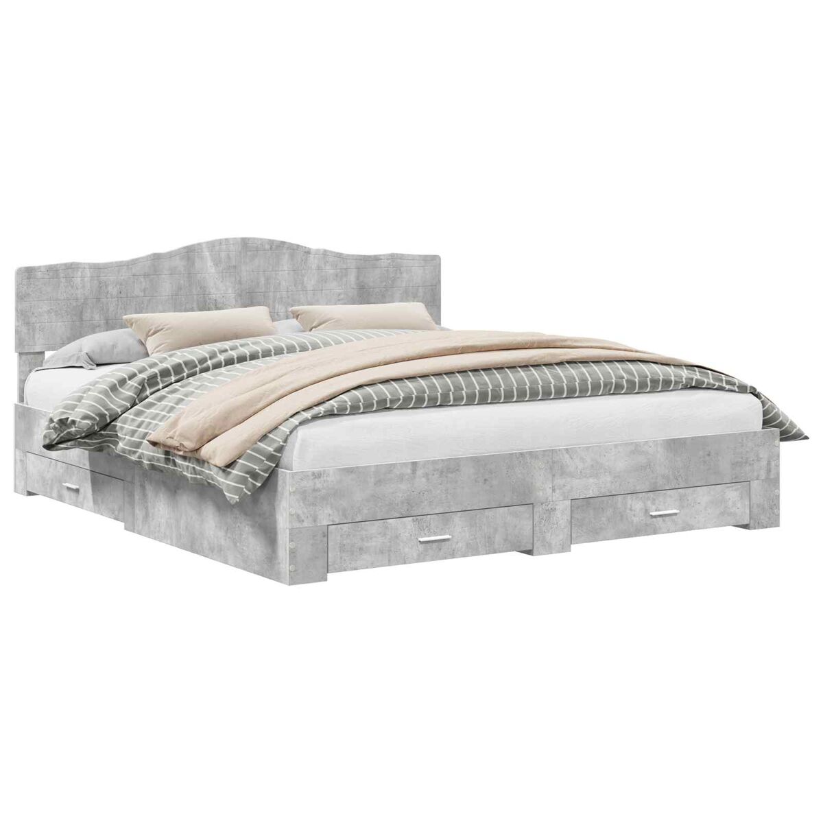 Estructura de cama matrimonial comodidad con cabecera - gris concreto 200 x 200 cm
