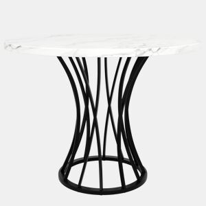 Conjunto de sala de jantar de 5 peças, 80 cm - mesa redonda branca em mármore, cadeiras em veludo cinzento - multicolorido