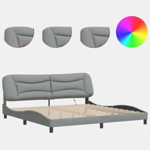 Estrutura de Cama de casal moderno com LED - 200x200 cm tecido