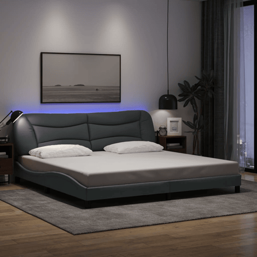 Estrutura de Cama de casal moderno com LED - 200x200 cm tecido