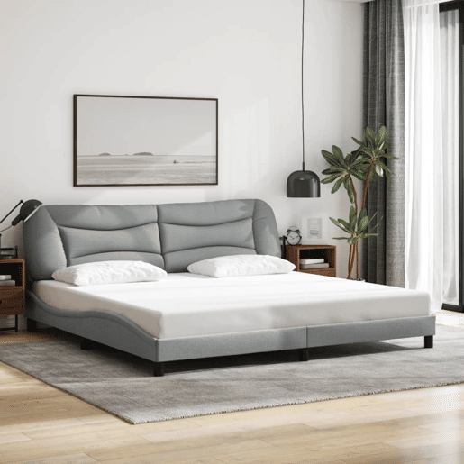 Estrutura de Cama de casal moderno com LED - 200x200 cm tecido