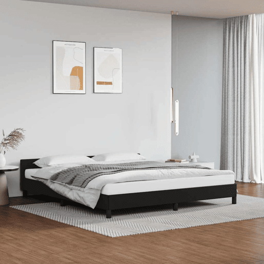 Estrutura Cama de casal para adultos c cabeceira sem colchão 180x200 cm preto