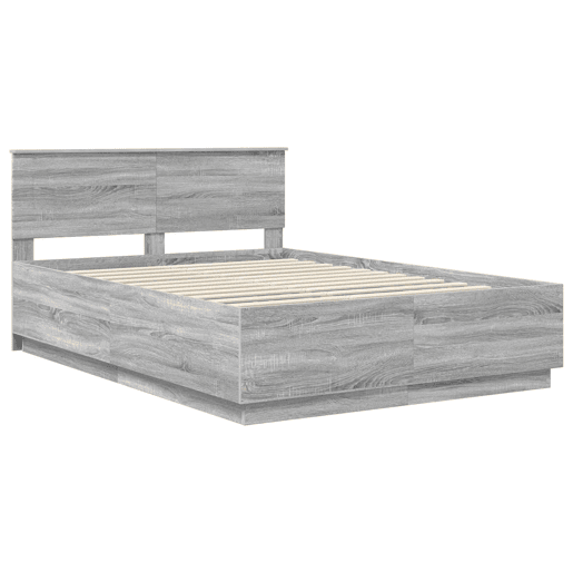 Estrutura De Cama De Casal Moderno - Cinza Sonoma 150 x 200 cm Madeira processada