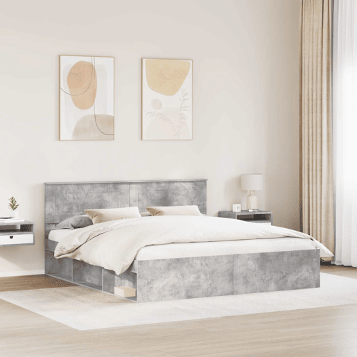 Estrutura De Cama De Casal Simple - Concreto 180 x 200 cm Madeira processada