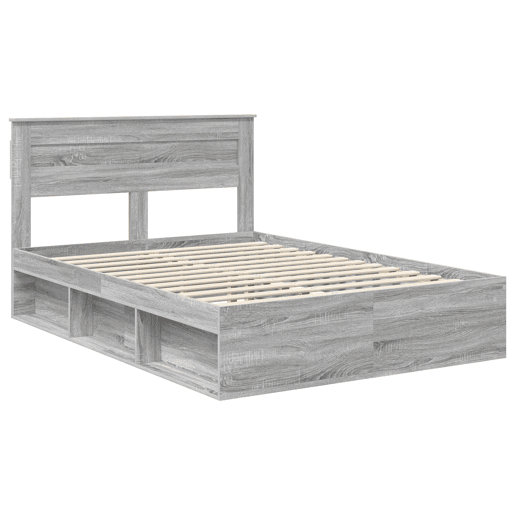 Estrutura da Cama de casal simple com cabeceira Cinza Sonoma 160 x 200 cm