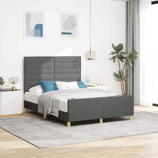 Estrutura De Cama De Casal Moderno - Cinzento escuro 160 x 200 cm tecido
