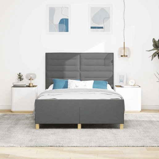 Estrutura De Cama De Casal Moderno - Cinzento escuro 160 x 200 cm tecido
