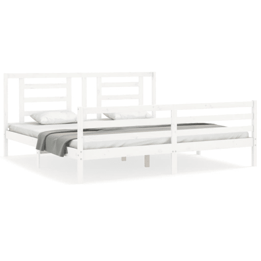 Estrutura de Cama de casal moderno com cabeceira 200x200cm madeira maciça branco