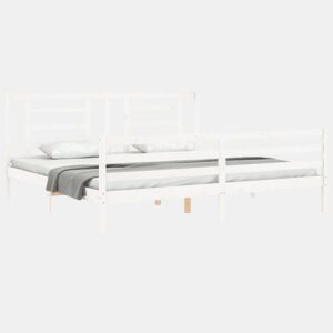 Estrutura de Cama de casal moderno com cabeceira 200x200cm madeira maciça branco