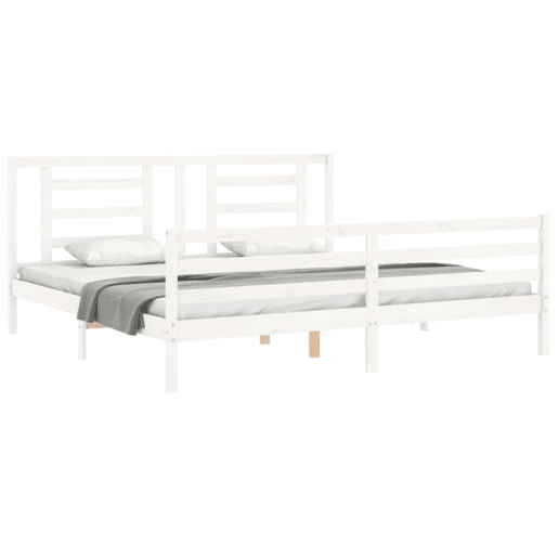 Estrutura de Cama de casal moderno com cabeceira 200x200cm madeira maciça branco