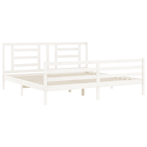 Estrutura de Cama de casal moderno com cabeceira 200x200cm madeira maciça branco