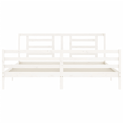 Estrutura de Cama de casal moderno com cabeceira 200x200cm madeira maciça branco