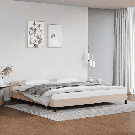 Estrutura Cama de casal para adultos c cabeceira sem colchão 200x200 cm cappuccino Estrutura Cama de casal para adultos c cabeceira sem colchão 200x200 cm cappuccino