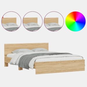 Estrutura Cama de casal simple c cabeceiraluzes LED 150x200cm carvalho sonoma
