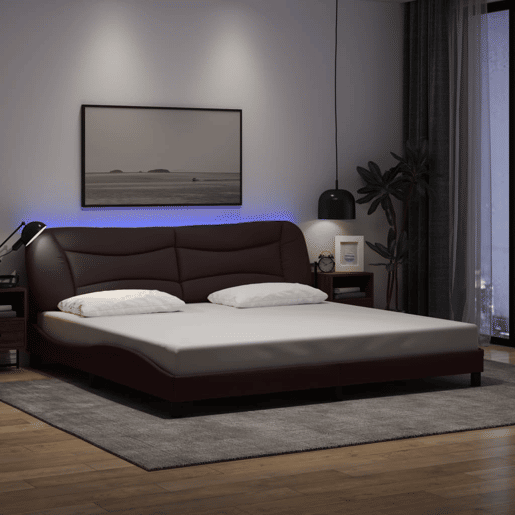 Estrutura de Cama de casal moderno com LED - 200x200 cm tecido