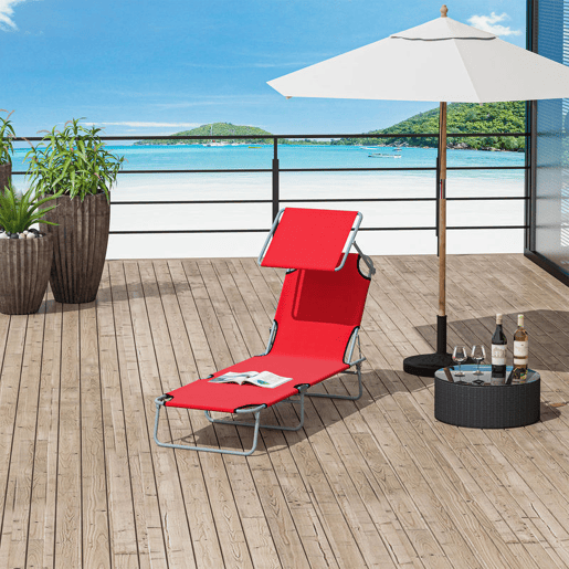 Outsunny Conjunto de 2 Espreguiçadeiras Dobrável de Jardim Reclináveis com Toldo Desmontável Ângulo Regulável e Encosto Ajustável em 4 Níveis 187x58x36 cm Vermelho
