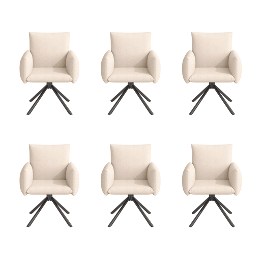 Conjunto de sala de jantar para 6 pessoas 120160x80 cm - Mesa extensível com pernas em V, cadeiras de veludo - Branco