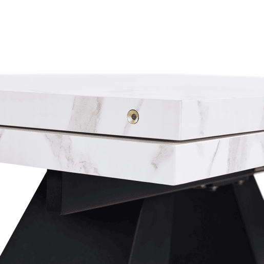 Conjunto de sala de jantar de 5 peças - Mesa extensível em mármore (para 4 pessoas) - Cadeiras em veludo cinza - Branco