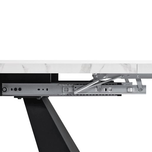 Conjunto de sala de jantar de 5 peças - Mesa extensível em mármore (para 4 pessoas) - Cadeiras em veludo cinza - Branco
