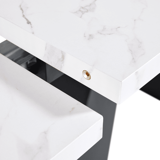 Conjunto de sala de jantar de 5 peças - Mesa extensível em mármore (para 4 pessoas) - Cadeiras em veludo cinza - Branco