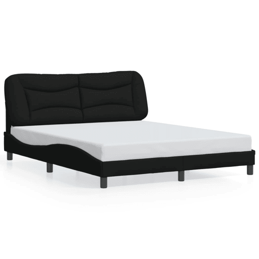 Estrutura de Cama de casal moderno com LED - 160x200 cm tecido preto
