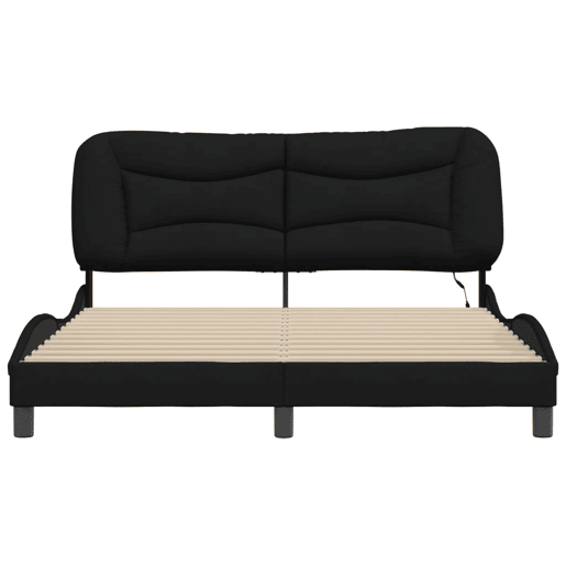 Estrutura de Cama de casal moderno com LED - 160x200 cm tecido preto