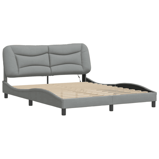 Estrutura de Cama de casal moderno com LED - 160x200 cm tecido