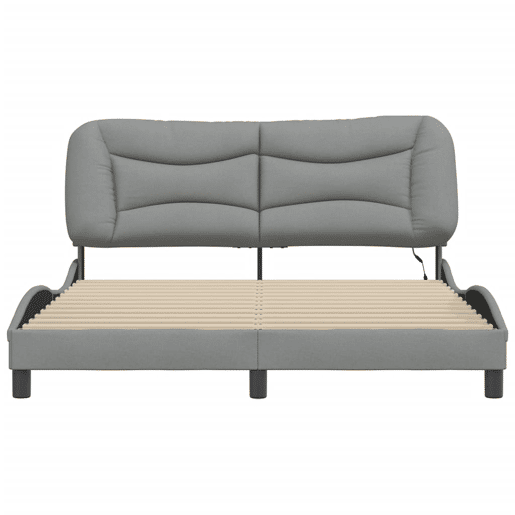 Estrutura de Cama de casal moderno com LED - 160x200 cm tecido