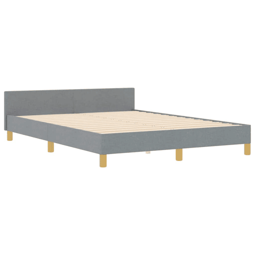 Estrutura da Cama de casal simple Cinzento-claro 160 x 200 cm tecido Estrutura da Cama de casal simple Cinzento-claro 160 x 200 cm tecido
