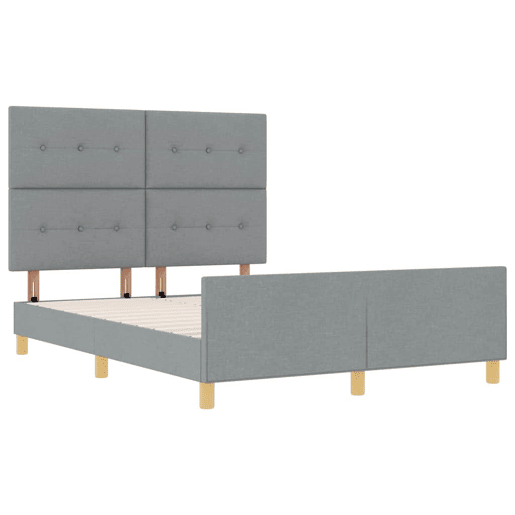 Estrutura da Cama de casal simple Cinzento-claro 160 x 200 cm tecido Estrutura da Cama de casal simple Cinzento-claro 160 x 200 cm tecido