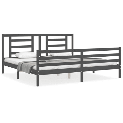 Estrutura de Cama de casal moderno com cabeceira 200x200 cm madeira maciça cinza