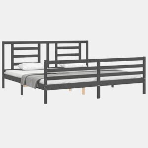 Estrutura de Cama de casal moderno com cabeceira 200x200 cm madeira maciça cinza